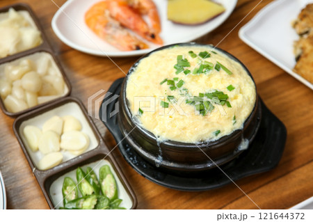 Korean traditional food. steamed egg 121644372