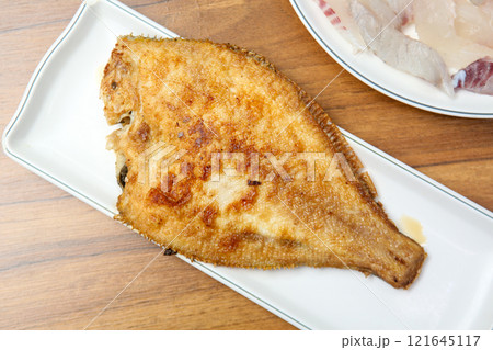 Korean seafood food. Grilled flounder fish Korean seafood food. Grilled flounder fish 121645117