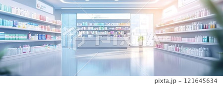 清潔感のあるドラッグストア店内05 121645634