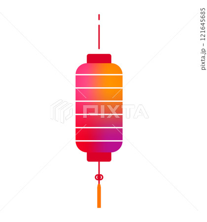 Chinese lantern vector illustration. Lunar oriental light lamp. Asia traditional decoration in simple modern style. Gradient color design Chinese lantern vector illustration. Lunar oriental light lamp. Asia traditional decoration in simple modern style. Gradient color design 121645685