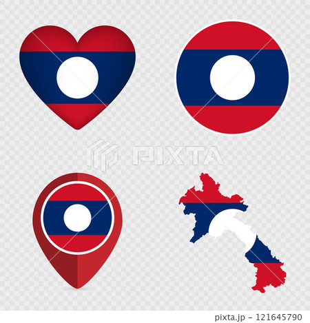 Laos Flag Icons Pack. Vector illustration. Laos Flag Icons Pack. Vector illustration. 121645790