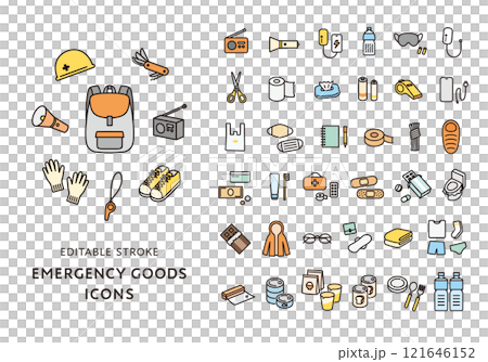 Disaster prevention goods icon set 3 121646152