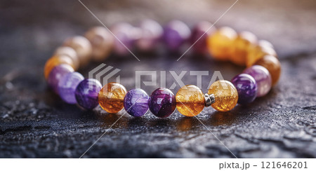 カラフルな天然石のリング　AI画像 121646201