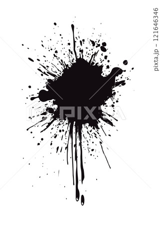 Dynamic Black Ink Explosion on White Canvas 121646346