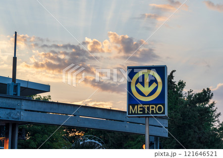 Montreal, Quebec, Canada - August 11 2021 : Montreal Metro Papineau station. Montreal, Quebec, Canada - August 11 2021 : Montreal Metro Papineau station. 121646521