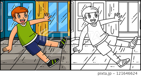 Breakdance B Boy doing a Kick Out Illustration Breakdance B Boy doing a Kick Out Illustration 121646624