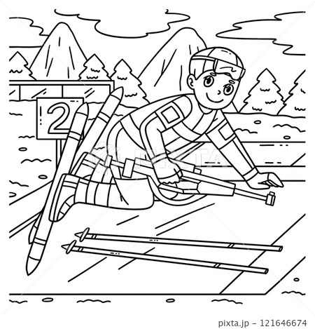 Biathlon Male Biathlete Crouching Down Coloring Biathlon Male Biathlete Crouching Down Coloring 121646674