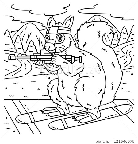 Biathlon Squirrel Biathlete Taking Aim Coloring Biathlon Squirrel Biathlete Taking Aim Coloring 121646679