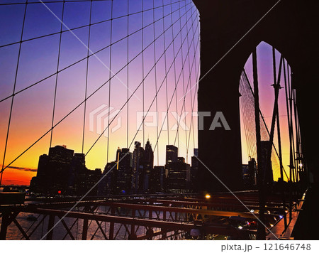 Brooklyn Bridge, Manhattan streets reportage photography of New York City, modern cityscape, Manhattan, NYC, NY, USA Brooklyn Bridge, Manhattan streets reportage photography of New York City, modern cityscape, Manhattan, NYC, NY, USA 121646748