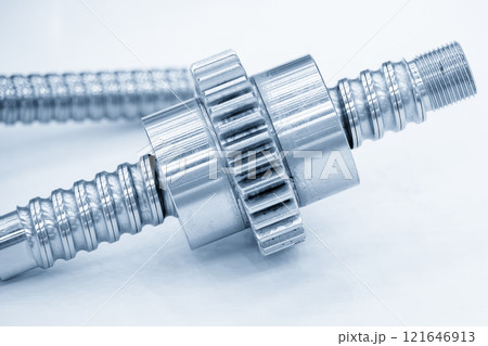 Closeup scene the spare parts  lead ball screw set. 121646913