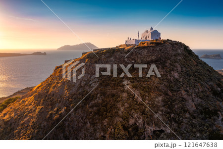One of the cozy streets of Plaka town. Milos island, Greece 121647638