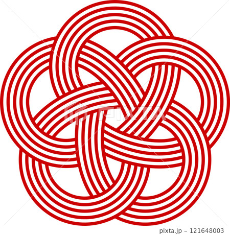 水引き風　かわいい梅結びのイラスト　赤　5本 121648003