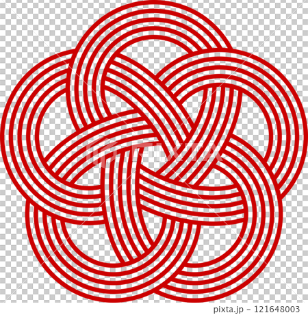 水引き風　かわいい梅結びのイラスト　赤　5本 121648003