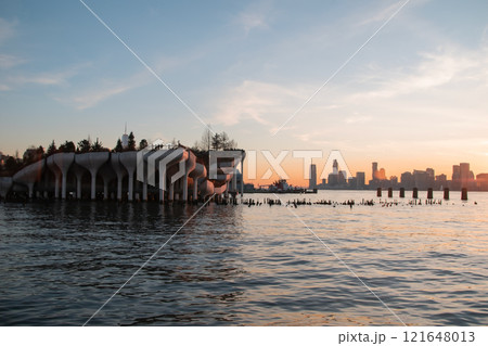 Little Island Park on New York City's Hudson River waterfront, modern architecture, Manhattan, NYC, NY, USA Little Island Park on New York City's Hudson River waterfront, modern architecture, Manhattan, NYC, NY, USA 121648013
