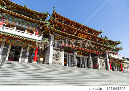 Building view of the Sunfong (Sanfeng) Temple in Kaohsiung, Taiwan, enshrined to the Neza (also known as Marshal of the Central Altar). Building view of the Sunfong (Sanfeng) Temple in Kaohsiung, Taiwan, enshrined to the Neza (also known as Marshal of the Central Altar). 121648293