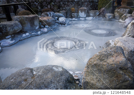 Oniishi bozu jigoku is landmark in beppu,Japan. the gray mud pool Oniishi bozu jigoku is landmark in beppu,Japan. the gray mud pool 121648548