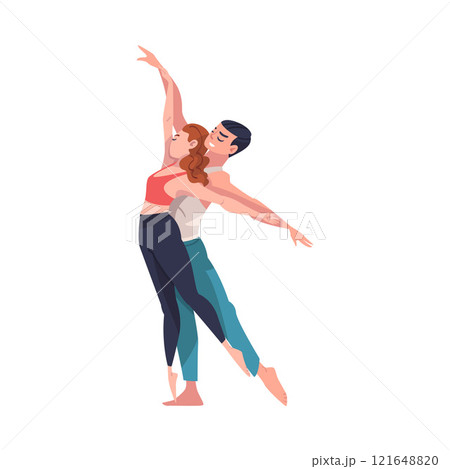 Dancing Couple Performing Dance at Choreography Class Vector Illustration 121648820