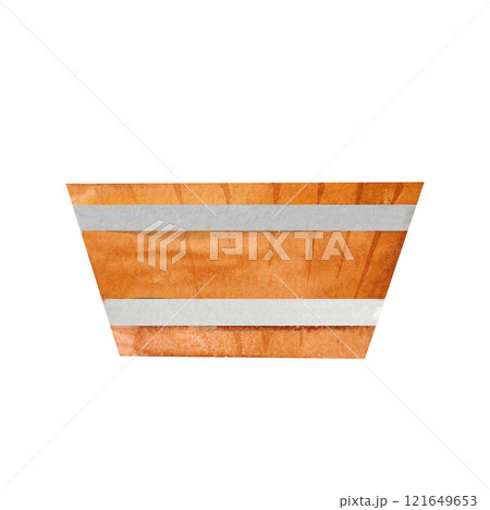 A classic wooden tub or bucket, illustrated in watercolor with a simple, flat farm style. Ideal for vintage farm themes, rural scenes, or rustic projects. A classic wooden tub or bucket, illustrated in watercolor with a simple, flat farm style. Ideal for vintage farm themes, rural scenes, or rustic projects. 121649653