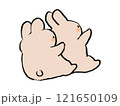くっついたうさぎのゆるい手描きイラスト 121650109