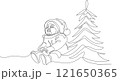 One continuous line drawing Santa Claus on reindeer and sled. concept for Christmas and New Year. vector illustration. Vector illustration 121650365