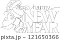 One continuous line drawing Santa Claus on reindeer and sled. concept for Christmas and New Year. vector illustration. Vector illustration 121650366