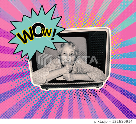 Retro TV creative art collage. Vintage style. Textured background. Retro TV creative art collage. Vintage style. Textured background. 121650914