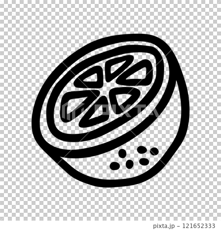 Citrus orange or lemon doodle icon hand drawn with black line in freehand style Citrus orange or lemon doodle icon hand drawn with black line in freehand style 121652333