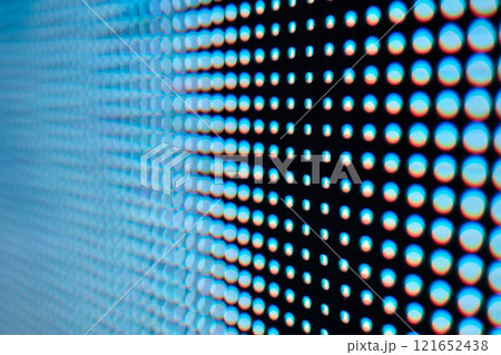 Detailed Close Up of a Colorful LED Screen Showcasing Vibrant Pixels and Designs Detailed Close Up of a Colorful LED Screen Showcasing Vibrant Pixels and Designs 121652438