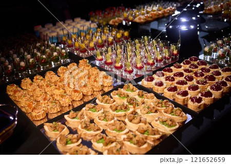 Elegant Canap Display at a Catering Event 121652659