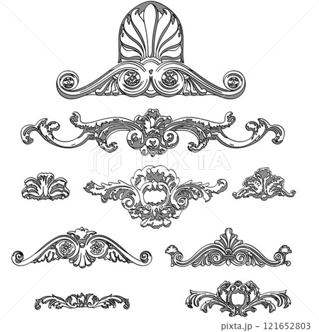 Greek vector shape, stucco decoration, cartouche 121652803