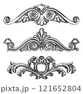 Greek decorative element flower, greek vector shape, stucco decoration, cartouche 121652804