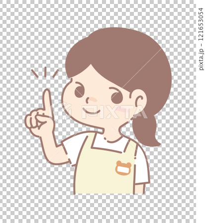 Illustration of a female nursery teacher pointing 121653054