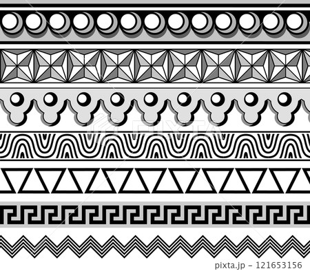 Greek motives vector symbols borders, frames set. 121653156