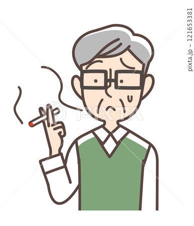 たばこをやめたいおじいさん たばこをやめたいおじいさん 121653381