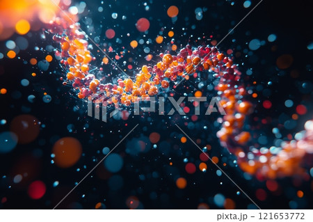 Abstract DNA Helix with Glowing Particles Abstract DNA Helix with Glowing Particles 121653772
