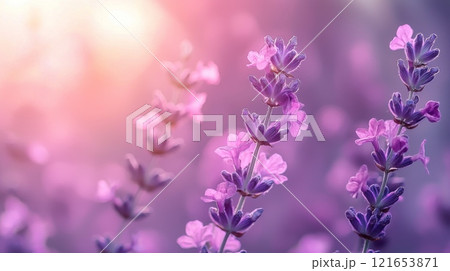 Lavender flowers with soft pink bokeh background Lavender flowers with soft pink bokeh background 121653871
