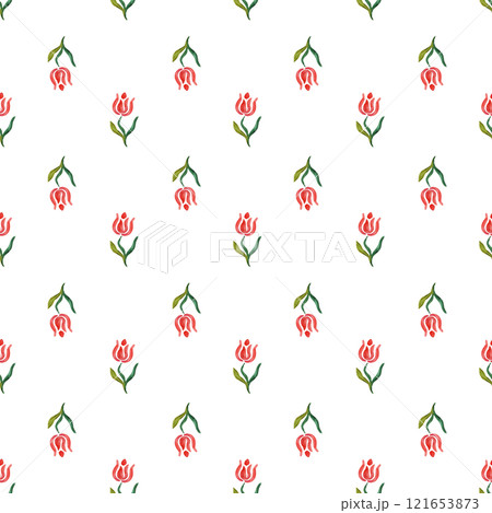 Abstract flowers. Simple seamless pattern of abstract watercolor flowers on a white background. For your design Abstract flowers. Simple seamless pattern of abstract watercolor flowers on a white background. For your design 121653873