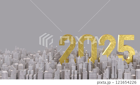 The 2025 number and city for Business concept 3d rendering. 121654226