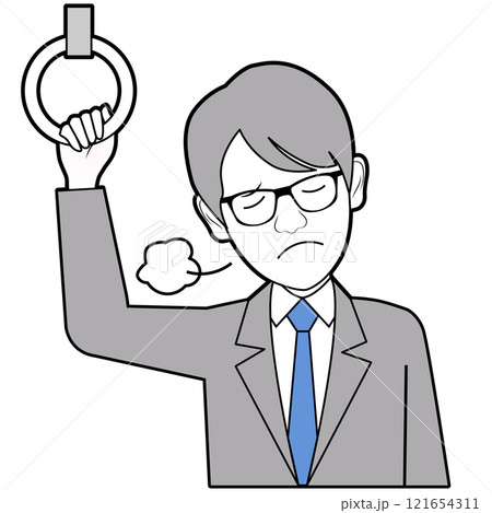 ため息をしながら通勤する男性 121654311