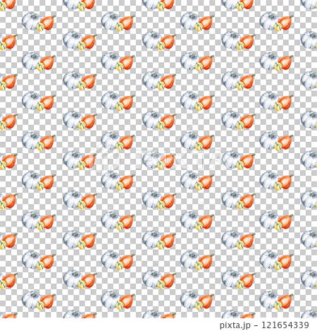 Pumpkins. A group of vegetables. Watercolor seamless pattern. Can be used for textile design, paper products Pumpkins. A group of vegetables. Watercolor seamless pattern. Can be used for textile design, paper products 121654339