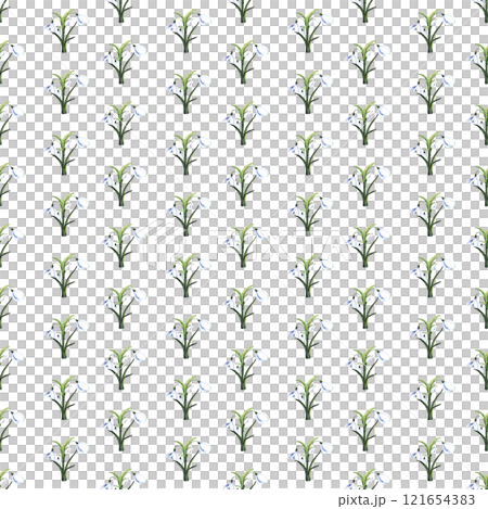Bouquet of snowdrops. Blossoming bud with leaves. Watercolor seamless pattern. Can be used for textile design, paper products 121654383