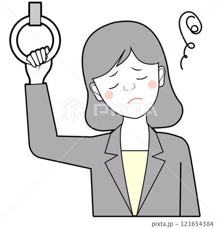 憂鬱な状態で通勤する女性 121654384
