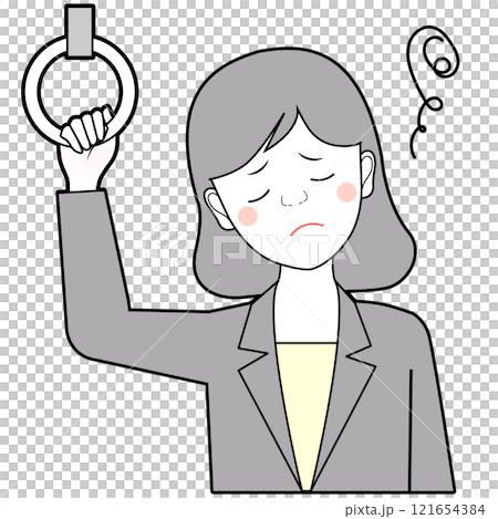 憂鬱な状態で通勤する女性 121654384