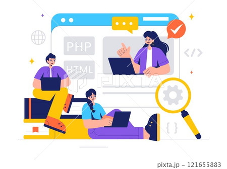 Informatics Vector Illustration featuring Logistics and Supply Chain Management Software Solutions with Coding and Digital Technology Background Informatics Vector Illustration featuring Logistics and Supply Chain Management Software Solutions with Coding and Digital Technology Background 121655883
