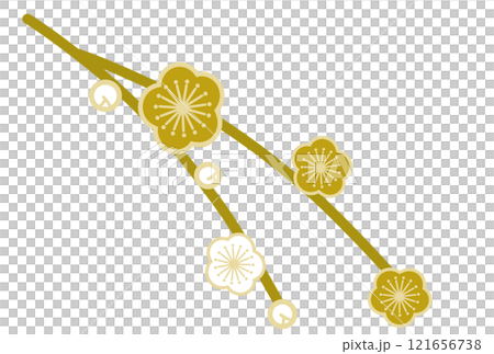 黃花簡單梅花插畫 121656738