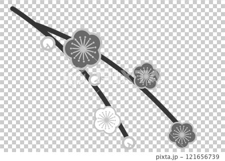 灰花簡單梅花插畫 121656739