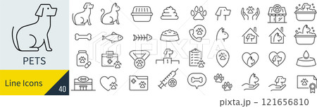 ペットに関する線画アイコンセット 121656810