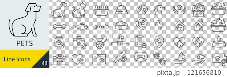 ペットに関する線画アイコンセット 121656810