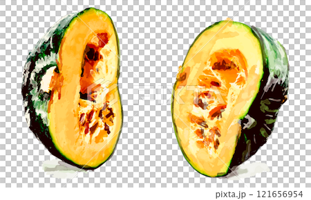 水彩で描いたかぼちゃのイラスト 121656954