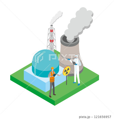 原子力発電所のイメージイラスト 121656957
